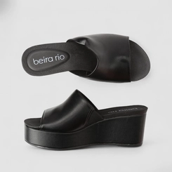 Tamanco Feminino Beira Rio Plataforma Napa Preto