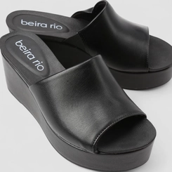 Tamanco Feminino Beira Rio Plataforma Napa Preto