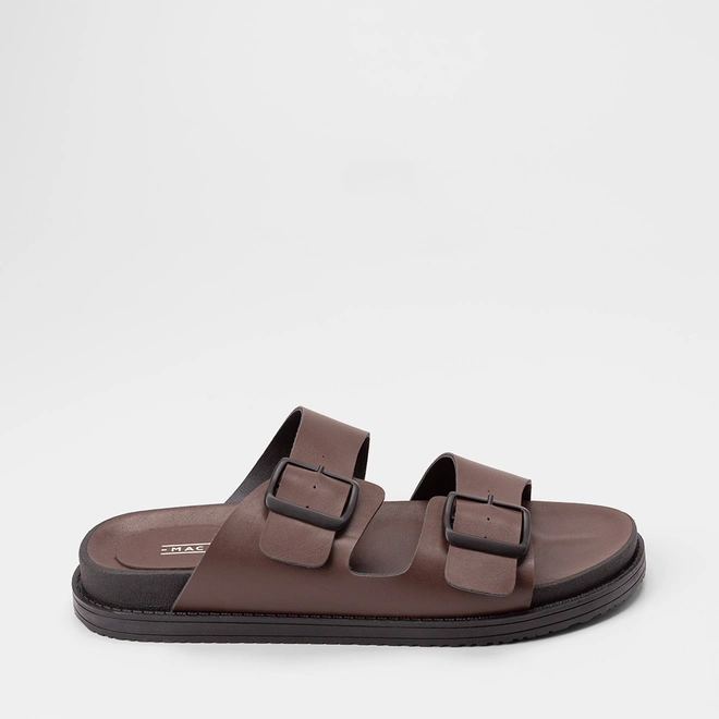 Sandália Masculina Mac & Jac Tira Dupla Fivela Marrom