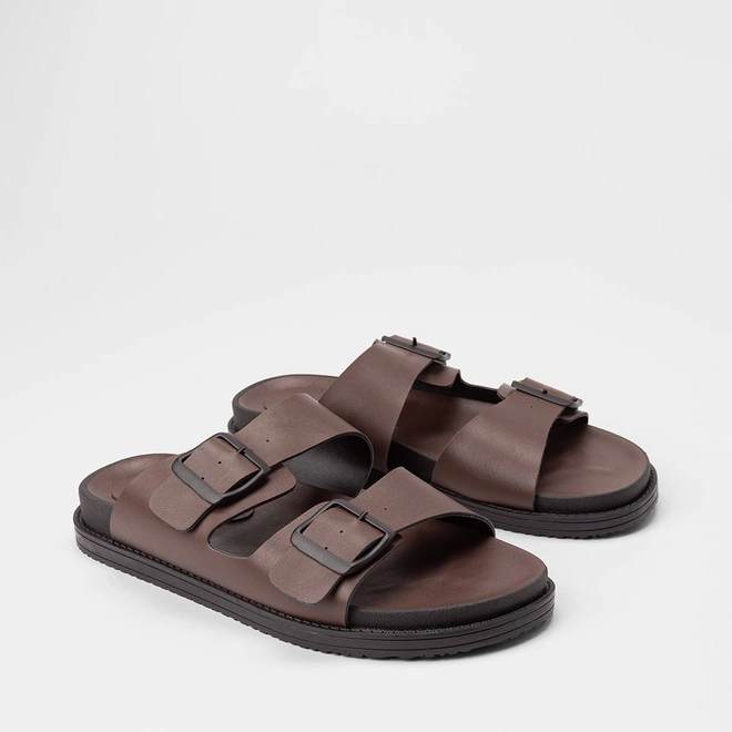 Sandália Masculina Mac & Jac Tira Dupla Fivela Marrom