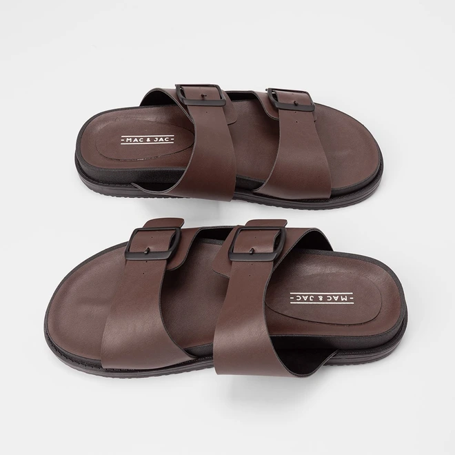 Sandália Masculina Mac & Jac Tira Dupla Fivela Marrom