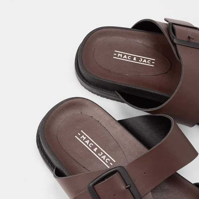 Sandália Masculina Mac & Jac Tira Dupla Fivela Marrom