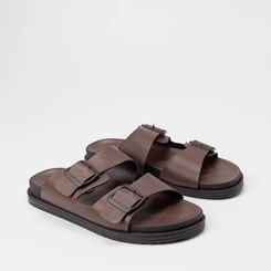Sandália Masculina Mac & Jac Tira Dupla Fivela Marrom