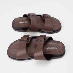 Sandália Masculina Mac & Jac Tira Dupla Fivela Marrom