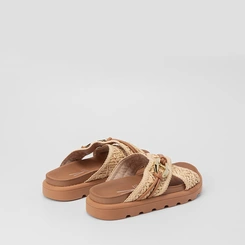 Tamanco Feminino Vizzano Original Detalhe Metalizado & Ráfia Caramelo