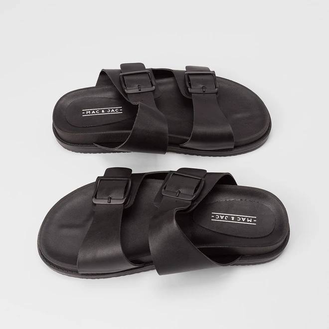 Sandália Masculina Mac & Jac Tira Dupla Fivela Preto