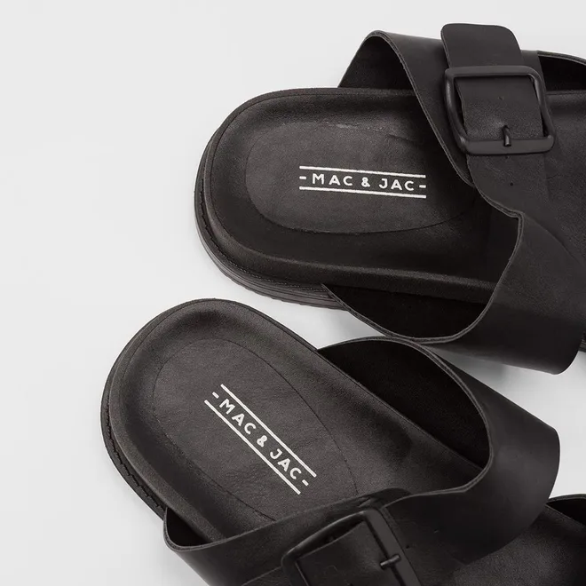 Sandália Masculina Mac & Jac Tira Dupla Fivela Preto