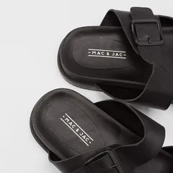 Sandália Masculina Mac & Jac Tira Dupla Fivela Preto