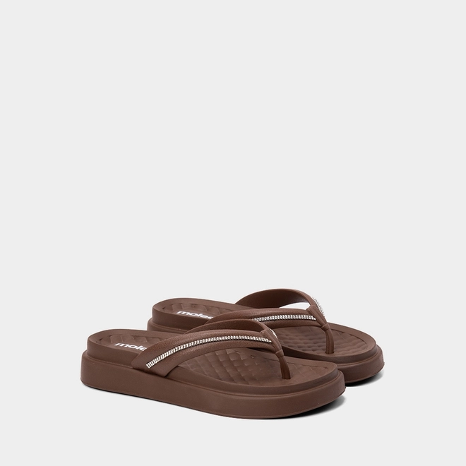 Tamanco Feminino Moleca Detalhe Strass Marrom