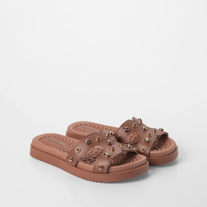 Tamanco Feminino Modare Ultraconforto Detalhe Tachas Marrom