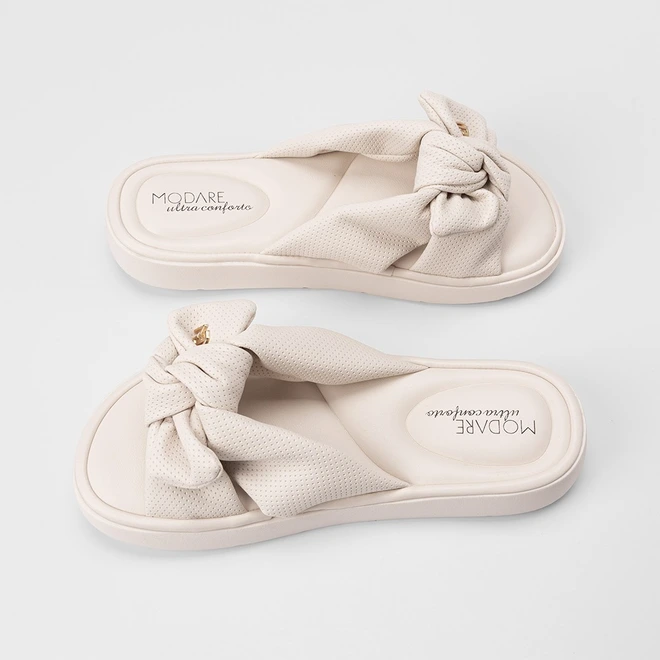 Tamanco Feminino Modare Ultraconforto Laço Off White