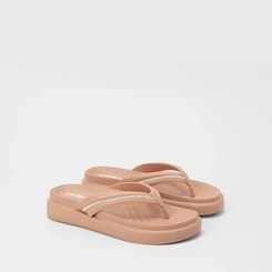 Tamanco Feminino Moleca Detalhe Strass Nude