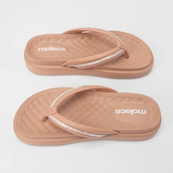 Tamanco Feminino Moleca Detalhe Strass Nude