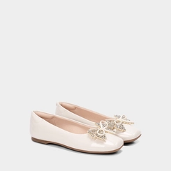 Sapatilha Infantil Molekinha Detalhe Laço Strass Verniz Off White
