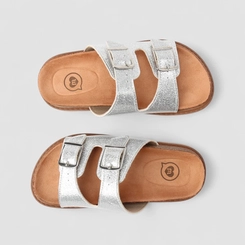 Papete Infantil Molekinha Tira Dupla Fivela Glitter Prata
