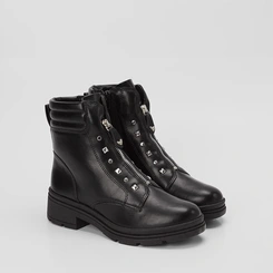 Bota Coturno Feminina Mississipi Cano Curto Detalhe Tachas Zíper Preto