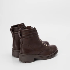 Bota Feminina Mississipi Cano Curto Detalhe Tachas Zíper Marrom