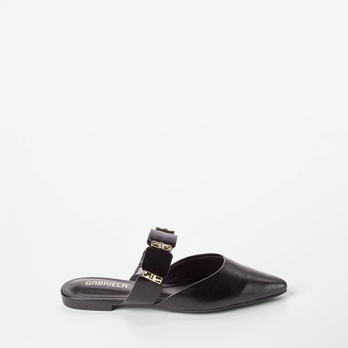 Mule Feminino Gabriela Detalhe Metalizado Preto