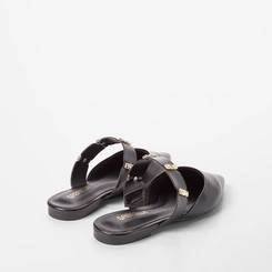 Mule Feminino Gabriela Detalhe Metalizado Preto