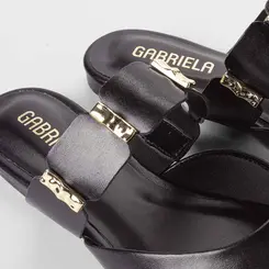 Mule Feminino Gabriela Detalhe Metalizado Preto
