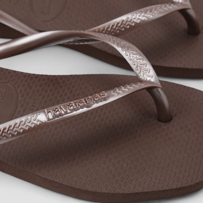 Chinelo Feminino Havaianas Original Tira Metalizada Marrom
