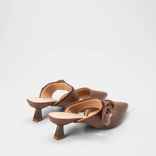 Mule Feminino Gabriela Detalhe Laço Marrom