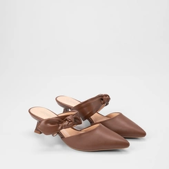 Mule Feminino Gabriela Detalhe Laço Marrom