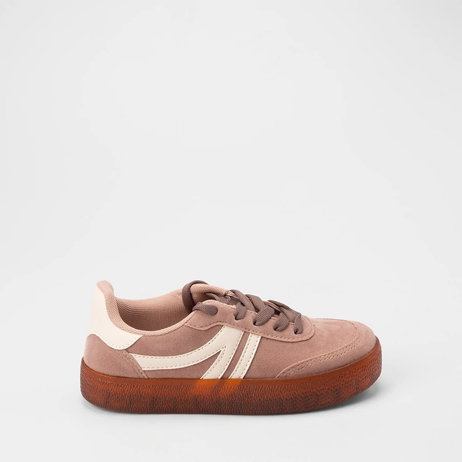 Tênis Casual Feminino Gabriela Detalhe Recorte Lateral Camurça Marrom