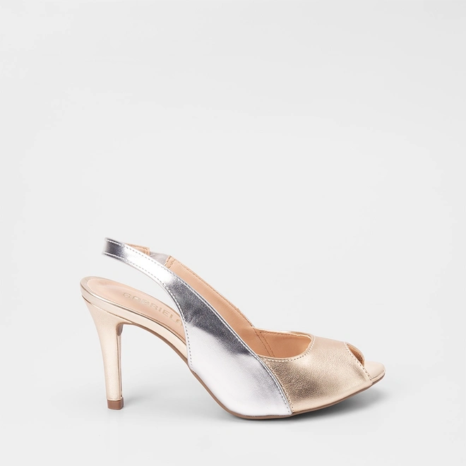 Peep Toe Feminina Gabriela Metalizado Ouro & Prata