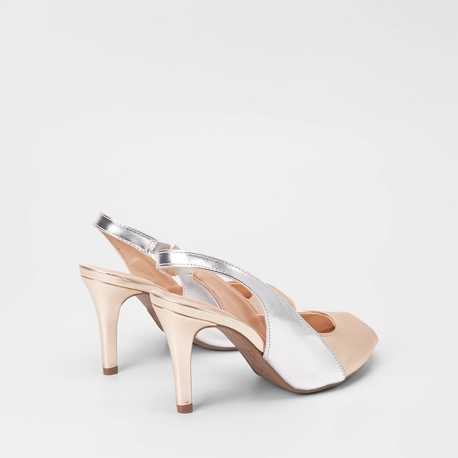 Peep Toe Feminina Gabriela Metalizado Ouro & Prata