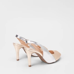Peep Toe Feminina Gabriela Metalizado Ouro & Prata