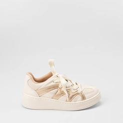 Tênis Casual Feminino Modare Ultraconforto Detalhe Recortes Metalizados Marfim & Bronze