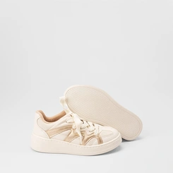 Tênis Casual Feminino Modare Ultraconforto Detalhe Recortes Metalizados Marfim & Bronze