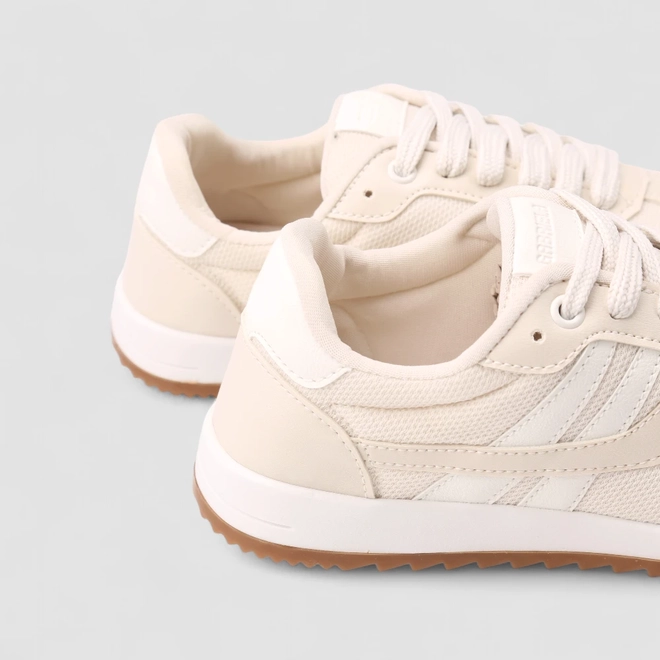 Tênis Casual Feminino Gabriela Detalhe Mesh Off White