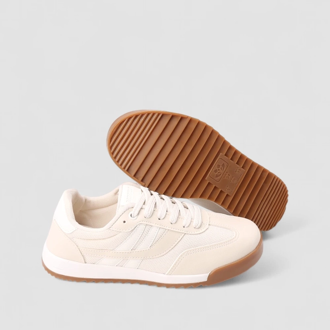 Tênis Casual Feminino Gabriela Detalhe Mesh Off White