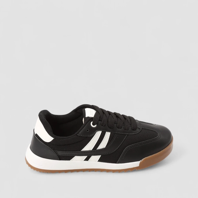 Tênis Casual Feminino Gabriela Recorte Lateral Preto