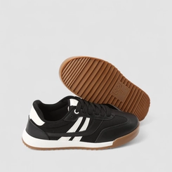 Tênis Casual Feminino Gabriela Recorte Lateral Preto