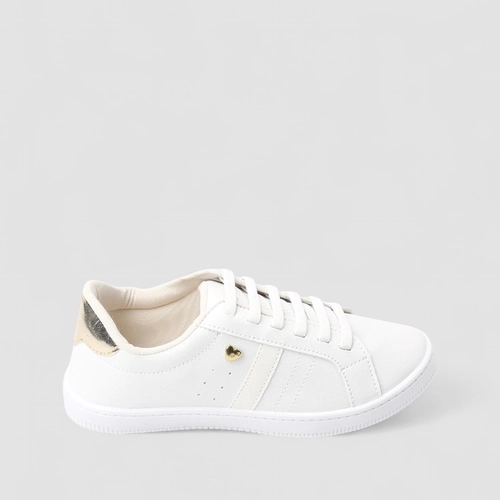 Tênis Casual Feminino Penélope Detalhe Metalizado Branco