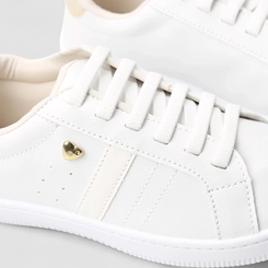 Tênis Casual Feminino Penélope Detalhe Metalizado Branco
