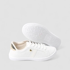 Tênis Casual Feminino Penélope Detalhe Metalizado Branco