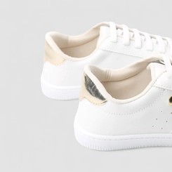 Tênis Casual Feminino Penélope Detalhe Metalizado Branco