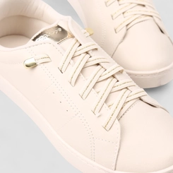 Tênis Casual Feminino Penélope Elástico Recorte Metalizado Off White