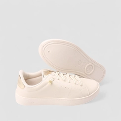 Tênis Casual Feminino Penélope Elástico Recorte Metalizado Off White