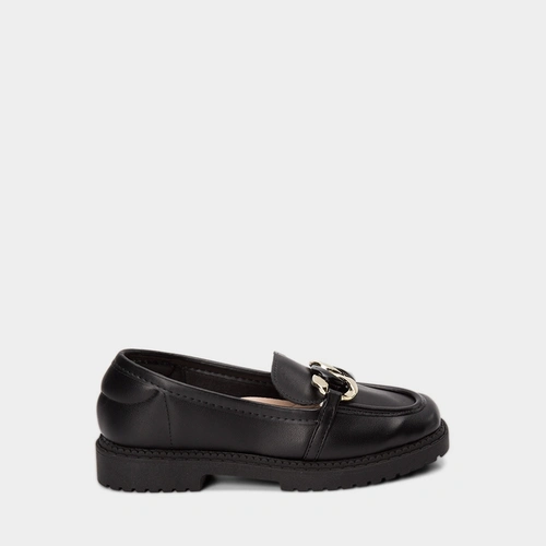 Mocassim Loafer Feminina Moleca Detalhe Corrente Preto