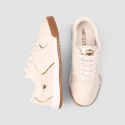 Tênis Casual Feminino Gabriela Detalhe Metalizado Off White