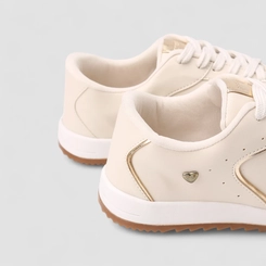 Tênis Casual Feminino Gabriela Detalhe Metalizado Off White