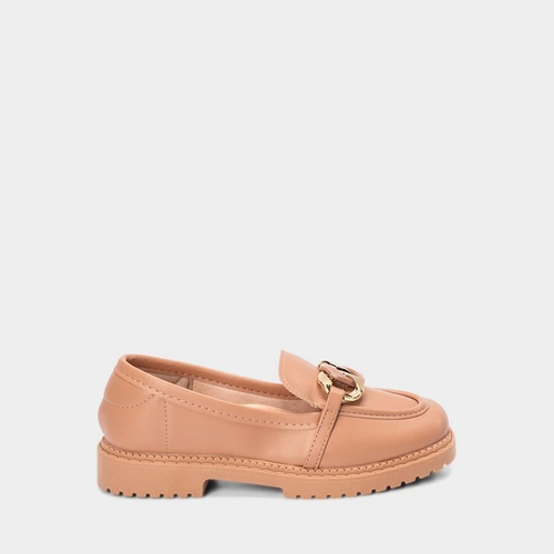 Mocassim Loafer Feminina Moleca Detalhe Corrente Nude
