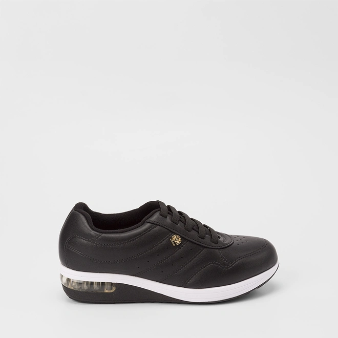 Tênis Casual Feminino Modare Ultraconforto Detalhe Dourado Preto