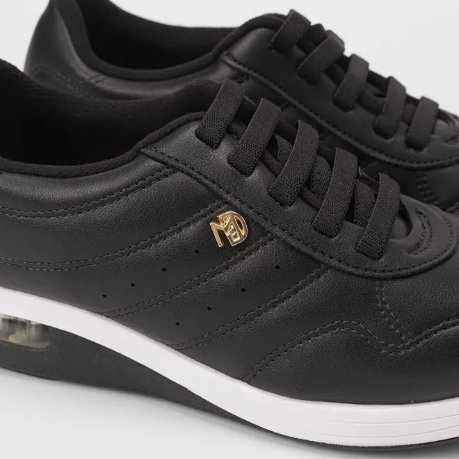 Tênis Casual Feminino Modare Ultraconforto Detalhe Dourado Preto