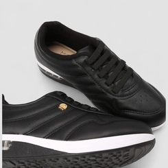 Tênis Casual Feminino Modare Ultraconforto Detalhe Dourado Preto